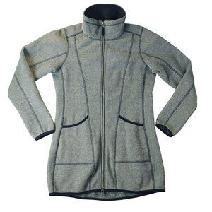 Eddie Bauer Women Wool Blend Full-Zip Long Jacket Size S Gray Cozy Dark Academia